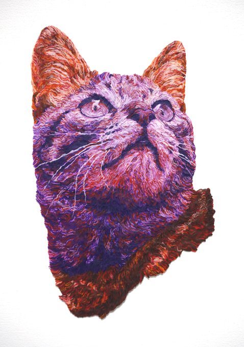 #キジ猫の日 #キジ猫祭り2023細くした粘土を1本1本重ねて作ったキジ猫でございます(^^) 