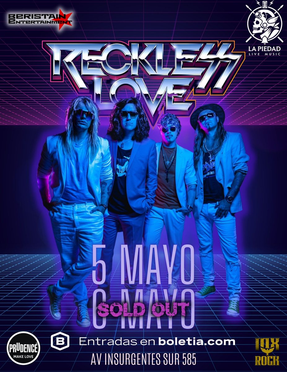 Beristain Entertainment (@beristainentmt) on Twitter photo Segunda fecha de <a href="/RecklessLoveCom/">Reckless Love</a> en LaPiedad Viernes 5 de mayo 2023.
🎟 (5 mayo):
reckless-love-cdmx.boletia.com
🎟 (6 mayo):
reckless-love-en-mexico.boletia.com
Ambos shows son para mayores de 18 años
<a href="/PrudenceMexico/">Condones Prudence</a> <a href="/mxrock_/">MX-ROCK</a> Segunda fecha de <a href="/RecklessLoveCom/">Reckless Love</a> en LaPiedad Viernes 5 de mayo 2023.
🎟 (5 mayo):
reckless-love-cdmx.boletia.com
🎟 (6 mayo):
reckless-love-en-mexico.boletia.com
Ambos shows son para mayores de 18 años
<a href="/PrudenceMexico/">Condones Prudence</a> <a href="/mxrock_/">MX-ROCK</a>