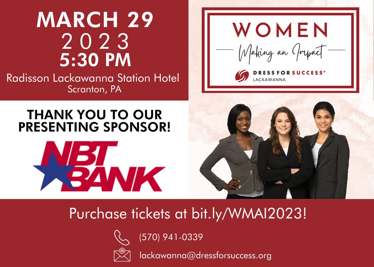 We're one week away!! 🎉

Join us next Wednesday, March 29th, for our #WomenMakinganImpact event! We can't wait to celebrate our honorees and all the women in our community who make an impact. There's still time to purchase tickets at bit.ly/WMAI2023!