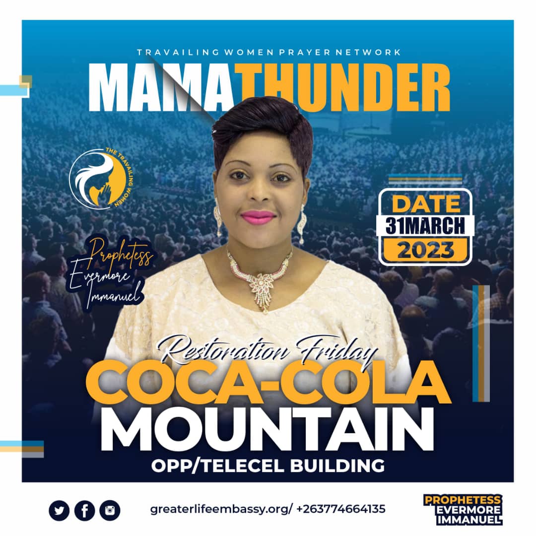 apostletry's tweet image. MEET MAMA THUNDER LIVE AT COCA-COLA PRAYER MOUNTAIN FRIDAY 31 MARCH 12 NOON !!

#RESTORATIONFRIDAYS #GOMO #TRAVAILINGWOMENPRAYERNETWORK