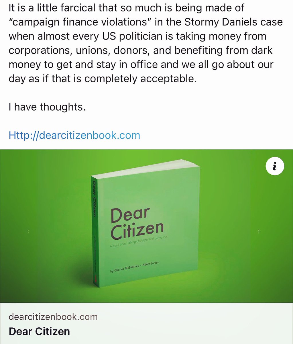 ChasMcEnerney's tweet image. #getmoneyout #campaignfinancereform #endcitizensunited #citizenunited #campaignfinancereformnow #moneyoutofpolitics #28thAmendment