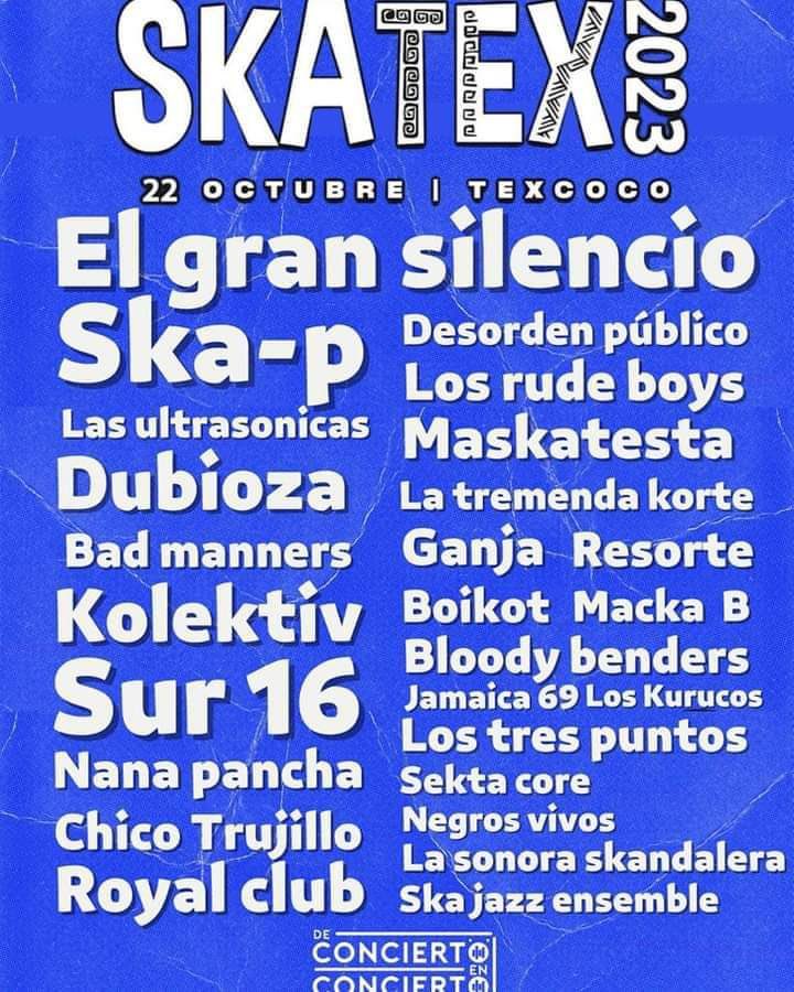 revistafreim's tweet photo. Están listos para SKATEX 2023??
No se pueden perder la siguiente edición este 22 de Octubre que contará con varias bandas como El Gran Silencio, Ska-p, Sur 16 y muchas +.
¿Qué tal? 👀
#skatex #skap #sur16 #lasultrasonicas #elgransilencio https://t.co/JrvYAh5bPr