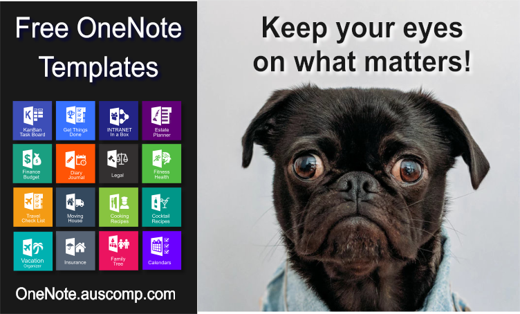 Collection of free MS OneNote templates.
onenote.auscomp.com,/a>
#clients #CoronaVirus #COVID19 #Diary #Estateplanning #extranet #FamilyTree #GettingThingsDone #goals #GTD #ideasbox #inspiration #Intranet #IsolationLife #Journal #Journalling #KanBan #Office365 #OneNote ...