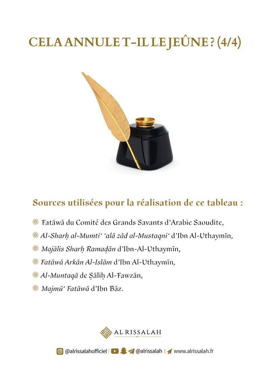 islamculturel's tweet photo. ❓RAMADAN - Cela annule-t-il le jeûne ?

Voici un tableau récapitulatif. https://t.co/dWadMGux4r