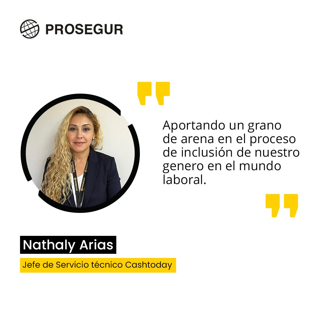 ProsegurGlobal's tweet photo. 🔎 Conoce la historia de Nathaly Arias, una Ingeniera Electrónica ⚡️ que abre camino a otras mujeres del sector desde que asumió el cargo de Jefe de Servicio técnico Cash Today de Prosegur.
#TalentoProsegur #OrgulloProsegurer https://t.co/2iC3eGa43R
