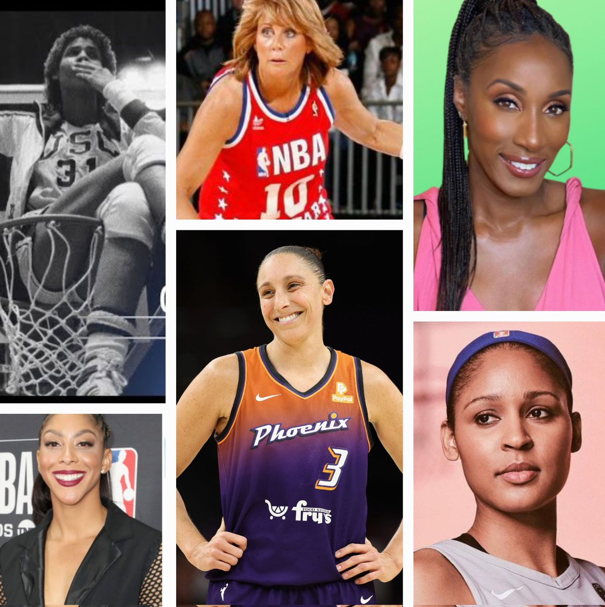Some History defining Women in Basketball 🏀 
-Cheryl Miller: set the bar ⬆️
-Nancy Lieberman: WNBA contract at 50🫡
-Lisa Leslie: 1st dunk in WNBA💥
-Candace Parker: only ROTY & MVP same season ⭐️
-Diana Taurasi: Scoring 👸
-Maya Moore: 4🏆
#WomensHistoryMonth
#WHM2023 #MoreThan