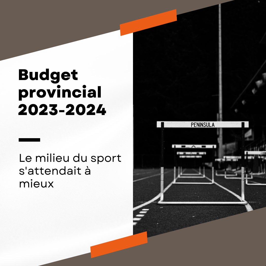 𝗕𝘂𝗱𝗴𝗲𝘁 𝟮𝟬𝟮𝟯-𝟮𝟬𝟮𝟰 : 
La Coalition pour l’avenir du sport au Québec (CASQ)  reconnaît avoir été entendue par le gouvernement du Québec, mais s’attendait à mieux pour le milieu du sport.

👉 Pour lire le communiqué : bit.ly/42y0lyh