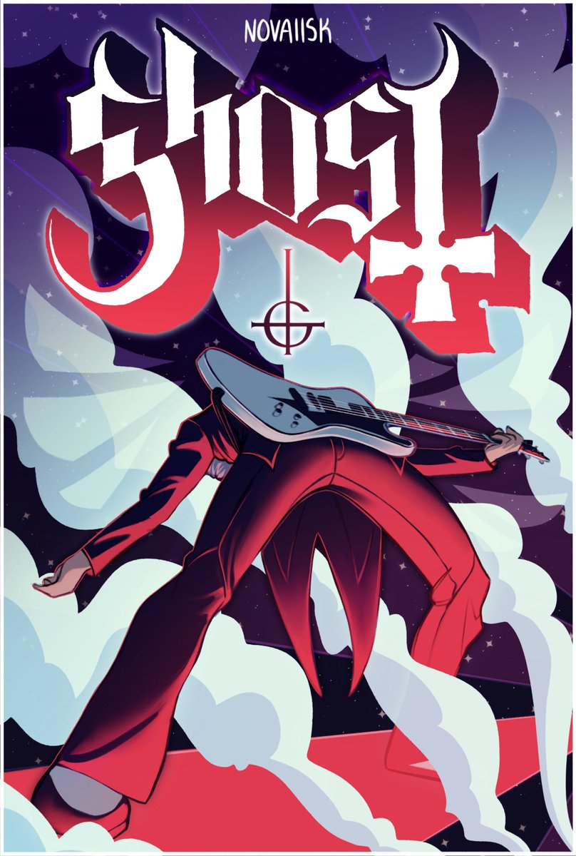 novaiisk's tweet photo. *throws a fake ghost poster onto the table*

#TheBandGhost #Ghost https://t.co/iws1KJP65M