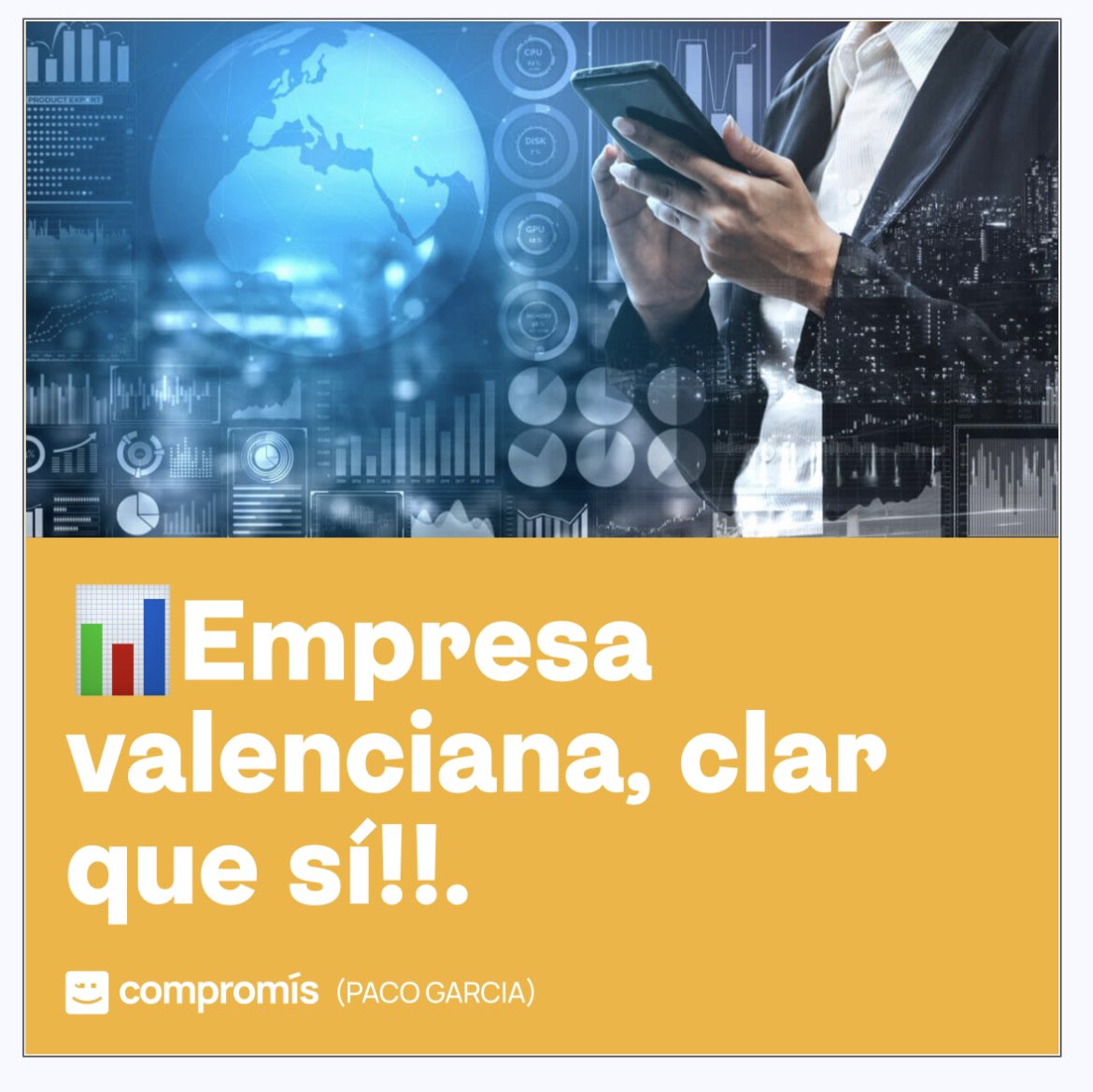 PGarcia_Latorre's tweet photo. 📝 ARTICLE 
🗣  Vos deixe article #OPINIÓ ◾️📊Empresa valenciana, clar que sí!!

✍️ Per Paco Garcia Latorre, #DiputatAutonòmic @CortsVal @compromis 

ℹ️ Publicat a EPdA: https://t.co/f95q3Tb2JF https://t.co/cgLdVWbBfc
