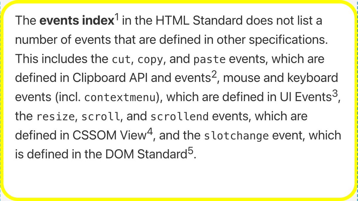 WebPlatformNews's tweet image. The events index in the HTML Standard does not list all events webplatform.news/#1679506831000