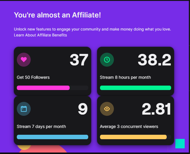 zermiiious's tweet photo. Almost there yall
@aodstreamteam @AdaptOrDieTryin @Ryanisthetruth
@Twitch
#HelpSmallStreamers #RoadToAffiliate #Twitch https://t.co/yGEAZohGcA