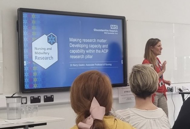 GaskinKerry's tweet photo. Thank you for inviting me to speak about our new activity plan to develop AP research capability @gloshospitals @GHFT_Excellence @AnpJemma @sarahyorkIBD @100_m_p_h great day of presentations #OneGloucester #AdvancedPracticeSummit2023 #GHT https://t.co/2kKP4eNnSg