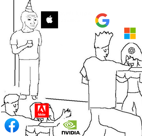 javilopen's tweet photo. It is worrisome (for them) the absolute silence of Apple on AI issues.

It is the great forgotten one in this orgiastic party that everyone is involved in. https://t.co/XD42sKeX5W