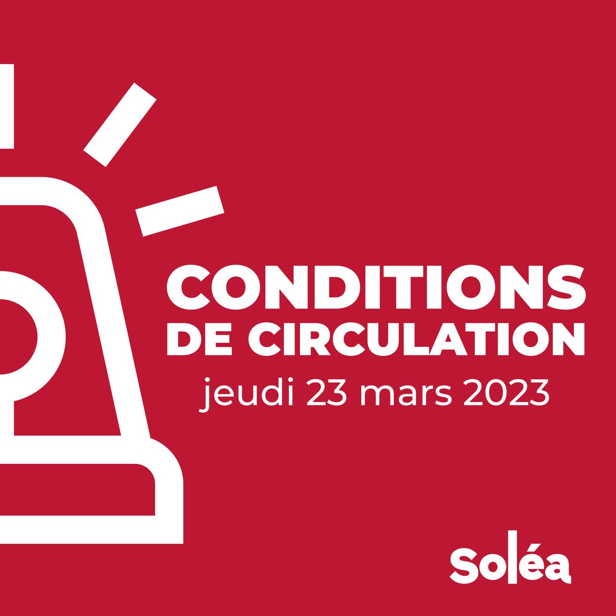 MulhouseAgglo's tweet image. Conditions de #circulation sur le réseau #Soléa demain, jeudi 23 mars 2023, en raison de la grève nationale.

➡️Plus d'infos : vu.fr/qHJa