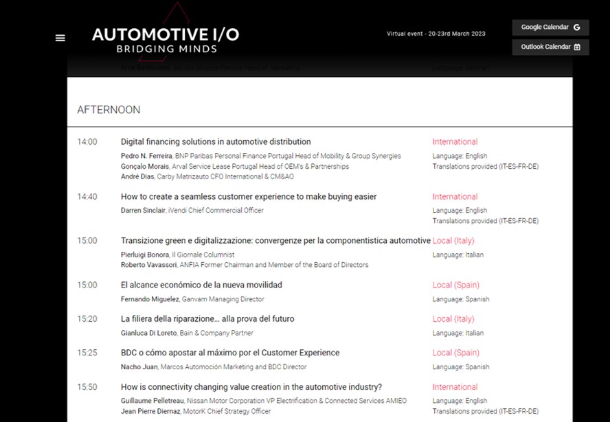 ANFIA (@anfia_it) on Twitter photo 23/03 h 15 @ Automotive I/O: Bridging Minds, 1° evento europeo online sulla #Rivoluzione digitale nell’#Automotive e non solo, di cui #ANFIA è #partner, <a href="/PierluigiBonora/">Pierluigi Bonora</a> intervisterà #RobertoVavassori, Past President e Membro del Consiglio Direttivo #ANFIA
automotive.io 23/03 h 15 @ Automotive I/O: Bridging Minds, 1° evento europeo online sulla #Rivoluzione digitale nell’#Automotive e non solo, di cui #ANFIA è #partner, <a href="/PierluigiBonora/">Pierluigi Bonora</a> intervisterà #RobertoVavassori, Past President e Membro del Consiglio Direttivo #ANFIA
automotive.io
