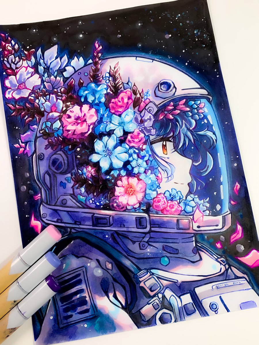 ByMiicha's tweet photo. i always wanted to combine astronauts and flowers so here is my OC Estella 🥸
_
#traditionalart #art https://t.co/7ff1jexfYO