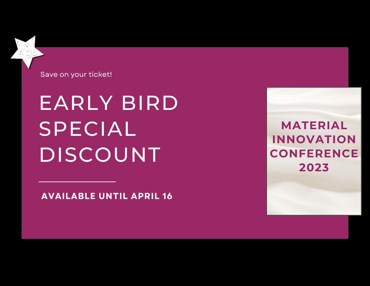 Don't miss out on the biggest event of the year in the next-gen materials industry! 🚀 The Material Innovation Conference 2023 is happening from June 21-23, 2023 and we want YOU to be a part of it! Register now and save on early bird pricing! bit.ly/Register4MIC20… #MIC2023