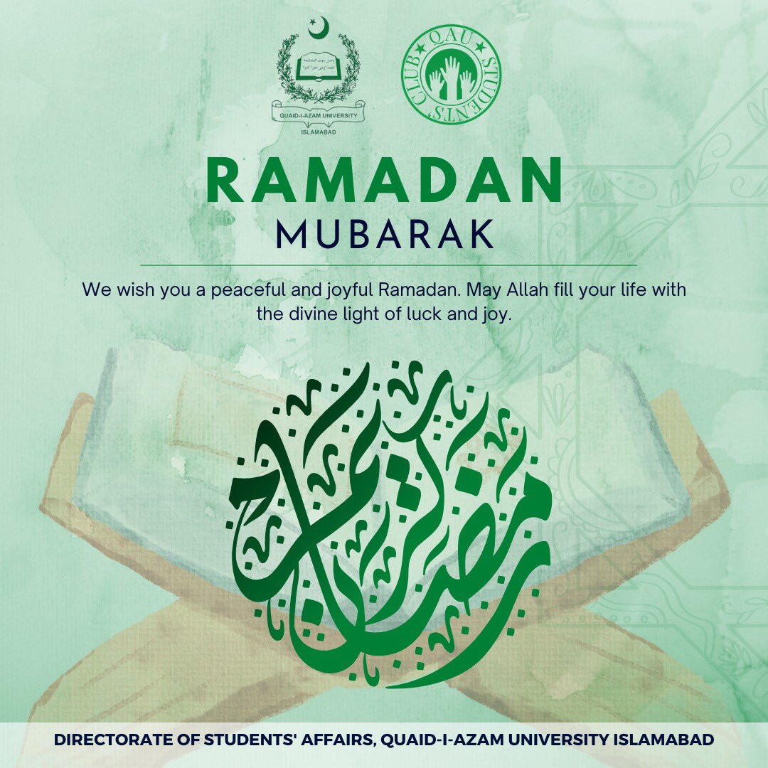 QSC_QAU's tweet photo. May this Ramadan be a month of blessings and forgiveness for you. May your heart be filled with gratitude and your soul be uplifted by the spirit of Ramadan. May your fasts be accepted, your prayers be answered, and your good deeds be multiplied. 

Ramadan Mubarak! https://t.co/bMvGigX7AH