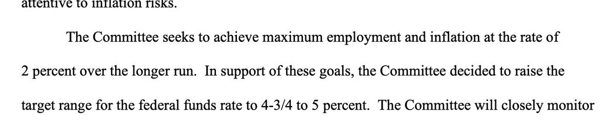 benjamincowen's tweet photo. The press release no longer has “ongoing increases in the target range will be appropriate,” but instead “The Committee will closely monitor incoming information.” https://t.co/U9rXnZdaHz