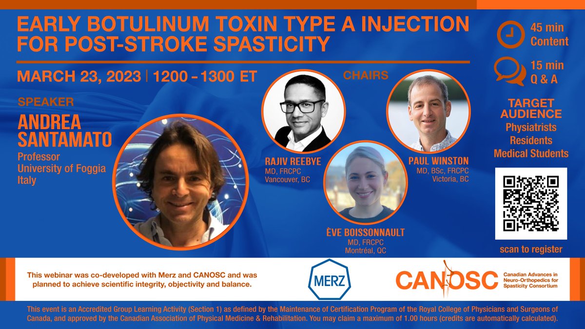 Early Botulinum Toxin Type A Injection for Post-Stroke Spasticity | March 23 @ 1200 ET | Prof. A. Santamato - mailchi.mp/capmr.ca/canos…