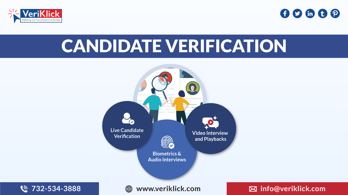 veriklick's tweet photo. VeriKlick’s smart service, Interview Management System (IMS), solves multiple problems of the hiring team by including the Candidate Verification feature. https://t.co/D6kfcje3RX

@veriklick

#VeriKlick #candidateverification #biometrics #videointerview #teamVeriklick #usa https://t.co/aZYB3pcQc4