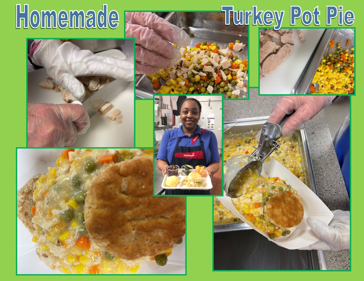 Hot Homemade Pot Pie in the High Schools for a yummy comforting option today. 😋🥘🌽🧅😋
#sodexoproud #deliciousnutrition