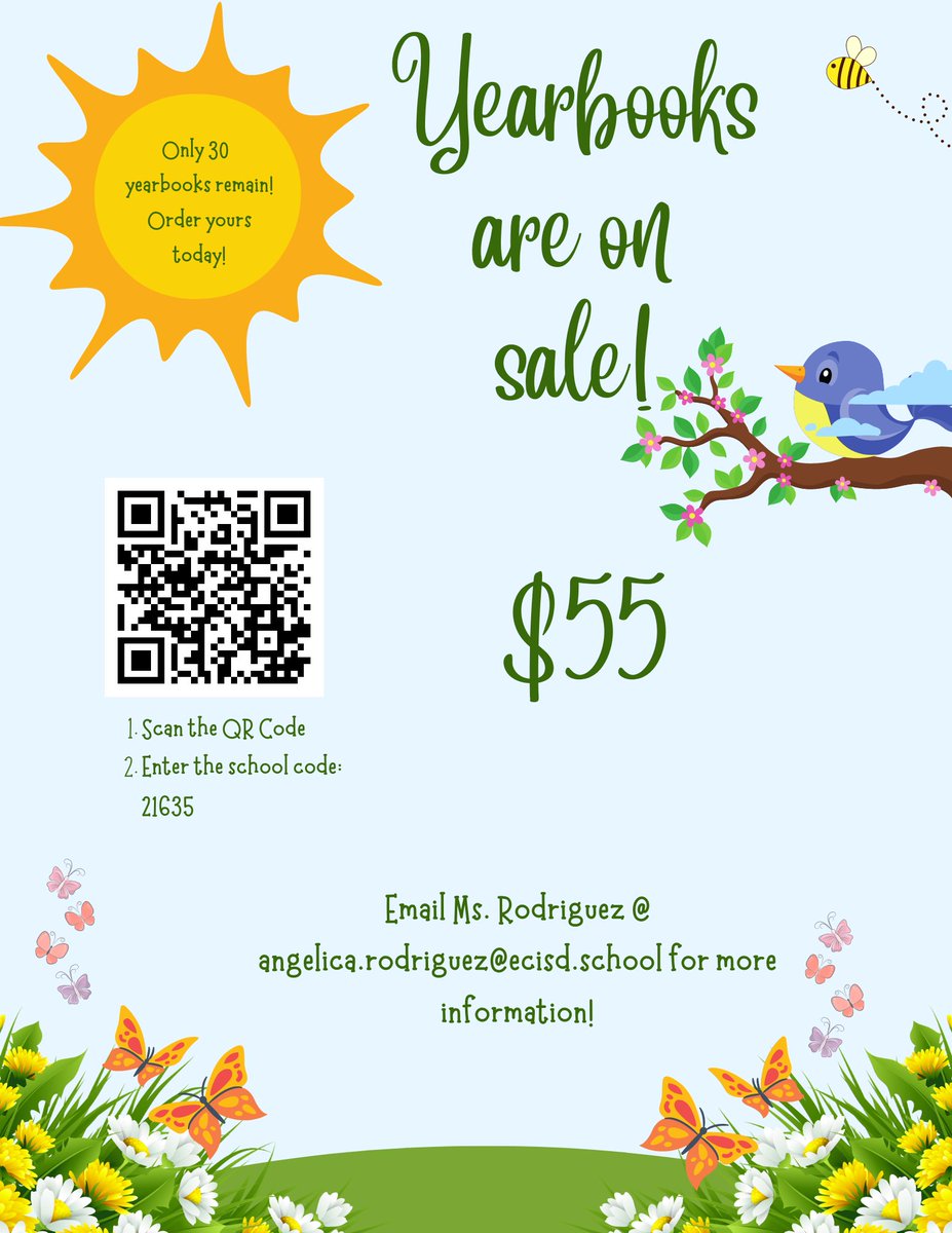 NTO_Yearbook's tweet photo. Spring into the NTO Yearbook! There are only 30 yearbooks remaining until we are sold out.  Sales close out 4/5. Thank you for supporting the NTO Yearbook! #hjyearbook #ybk23 #yearbook23 #ntoyearbook https://t.co/QaQ6VOzBuf