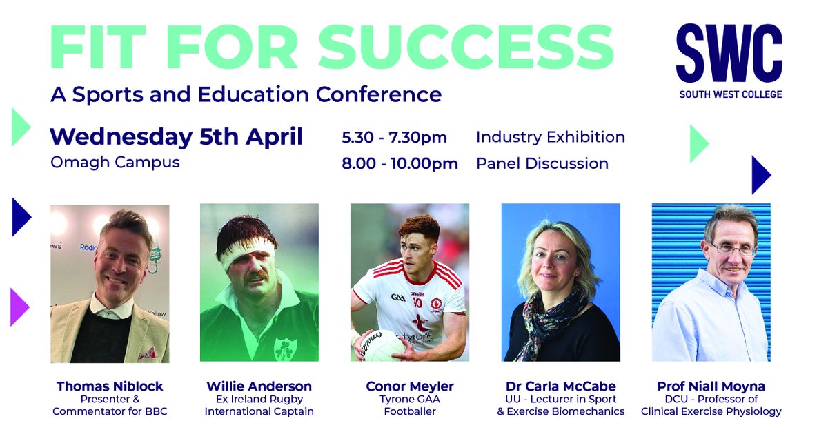 swccollege's tweet image. We are thrilled to announce Fit For Success, will kick off with an Industry Exhibition at 5:30pm featuring over 30 sports related organisations, open to the public. Our Sports Industry Panel Discussion will start at 8pm, ticket booking is essential.
pulse.ly/b5al73f2yx