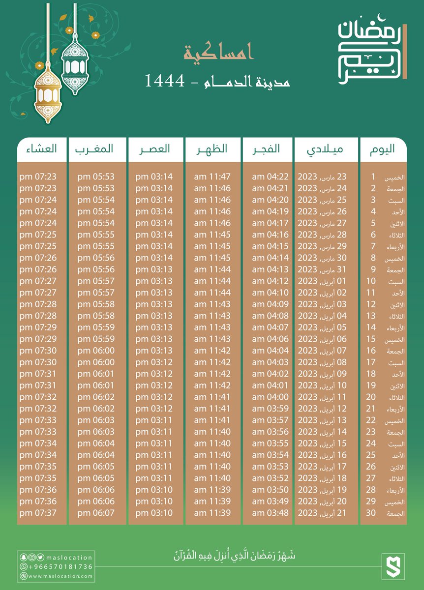 maslocation's tweet photo. إمساكية رمضان #القصيم #جيزان #حائل #الدمام
.
#مبارك_عليكم_الشهر #رمضان_المبارك https://t.co/vbGpHKWHMZ