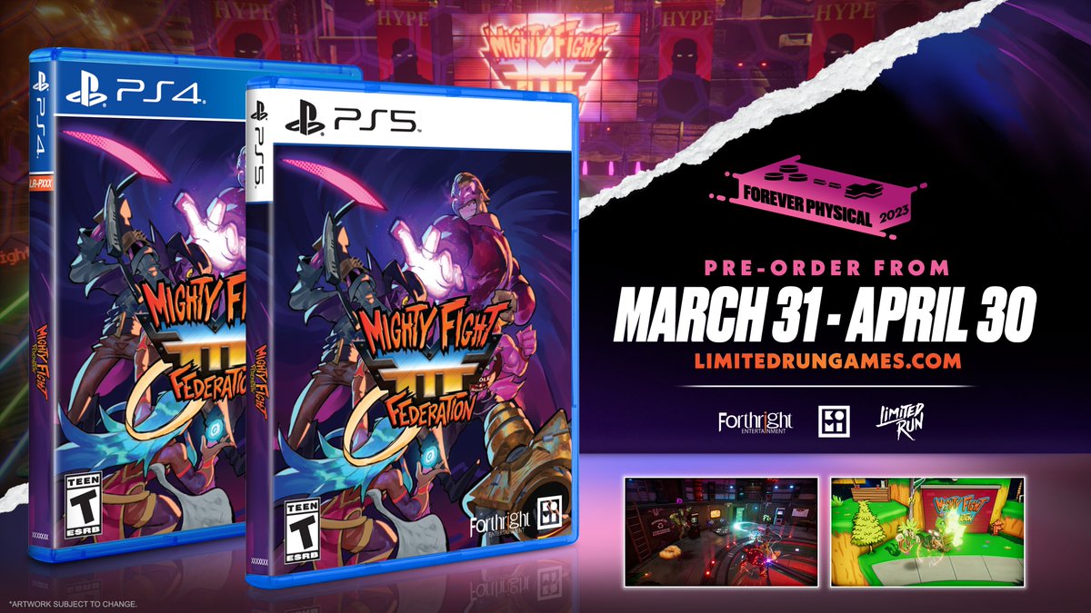 Slam opponents into walls, launch them into the air &amp; follow up with high-flying attacks in this wild arena fighter!

Pre-orders for the physical release of Mighty Fight Federation open March 31st! Available on PS5 &amp; PS4 (LIMITED). Learn More + Wishlist: bit.ly/3Z8TOXS