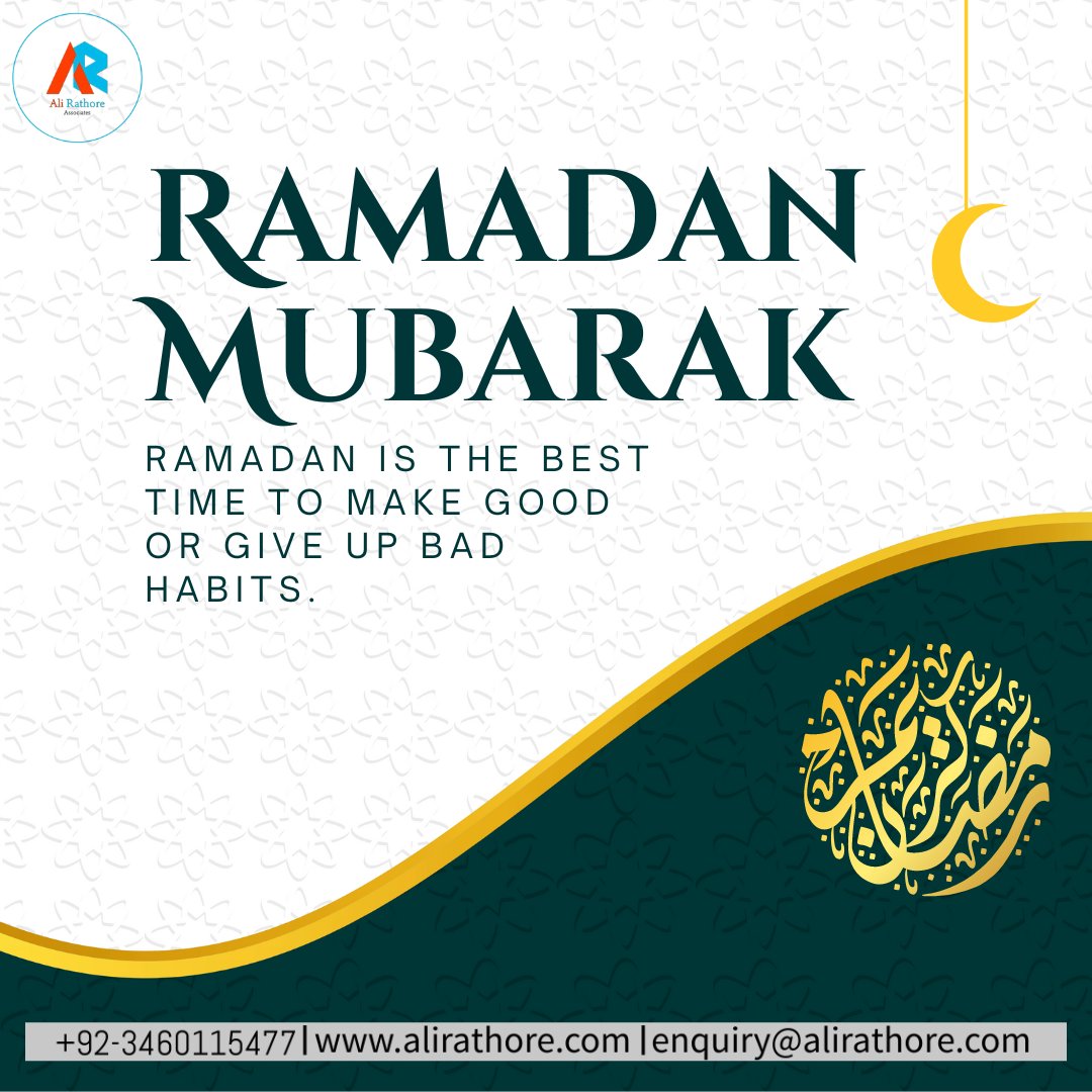 AliRathoreAssoc's tweet photo. Ramadan Mubarak from Ali Rathore Associates! 
We wish you a blessed and fulfilling month of reflection, devotion, and spiritual growth.
#RamadanMubarak #AliRathoreAssociates #Blessings #ramadan2023 https://t.co/5BuujFItXu