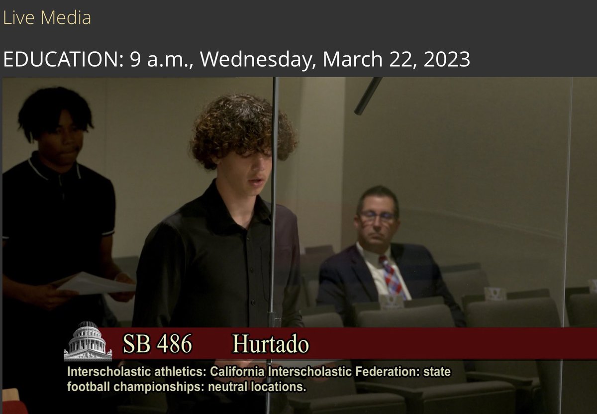 deanflorez's tweet photo. Generals in the House! Great testimony on @Senator_Hurtado bill #SB486 to bring equity to Football State Championships. Testimony by Shafter Athletes & Coach made difference & the bill passed & now moves forward. The CIF should really come to the table to solve this @forceuser64 https://t.co/ZbNoDUvTCN