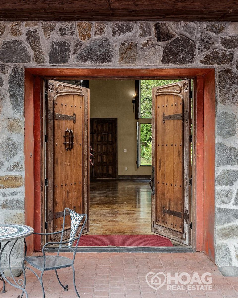 Make this mission-style dwelling your home and reside surrounded by the warmth of natural and traditional finishes such as hand-hewn timber,  stone, wrought iron, tile, and copper.

#frontdoor #frontdoors #frontdoorgoals #doorsondoors #doorsofdistinction #doubledoors #doorway