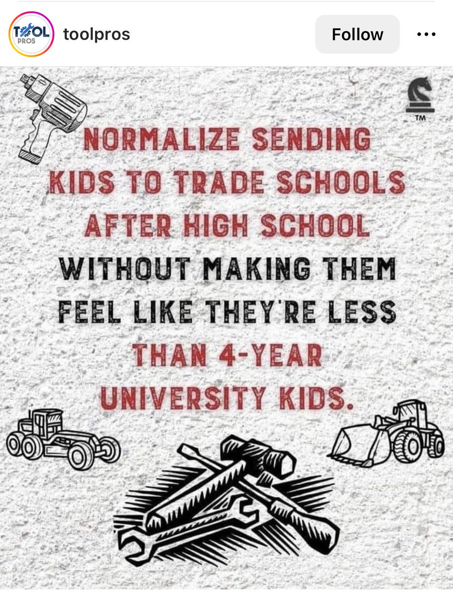 We have great programs in this district for students who are not college bound. Let’s celebrate those students &amp; the fields they are pursuing!