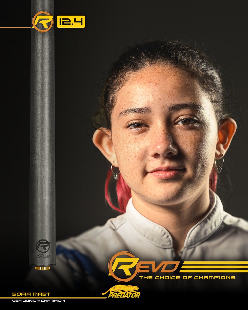 PredatorCues's tweet photo. Multi USA National Junior Champion Sofia 'the Pink Dagger' Mast trusts her game to the REVO 12.4
The Choice of Champions: https://t.co/yaW3Sf4ne4
#JuniorPoolPlayers #ProPoolPlayers #BilliardsChamp #REVO #PredatorProTeam #PredatorCues https://t.co/JqkEBjdW6i