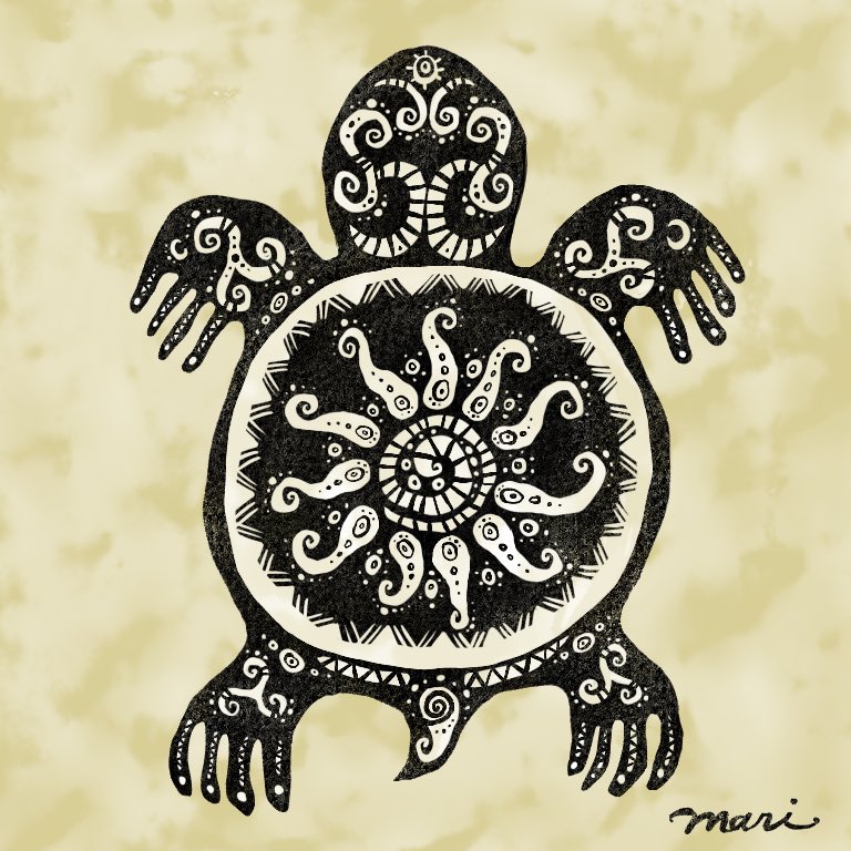 #Turtle #亀 #カメ #illustration #illustrationart #turtleart #nativeamericansart