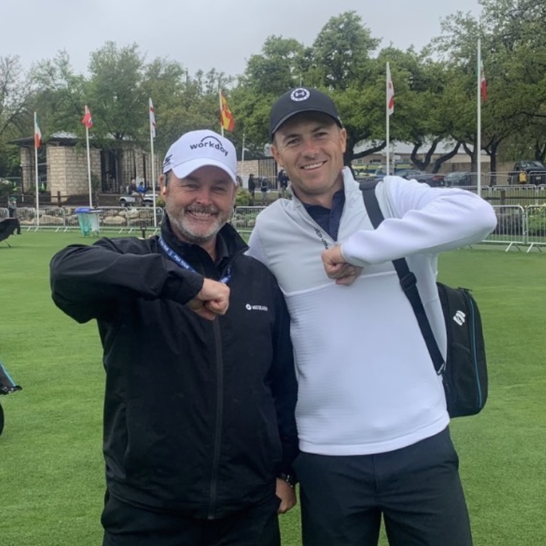 LUFC's tweet image. 👏 Legendary caddy Billy Foster spreading the good word again! #ALAW @JordanSpieth!