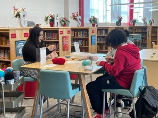 ReadAcrossRISD's tweet photo. Cross-stiching at its finest. RECHS students made rearview mirror hangers during Makerspace this month! #Makersgonnamake #creativity https://t.co/LseZz4FQEP