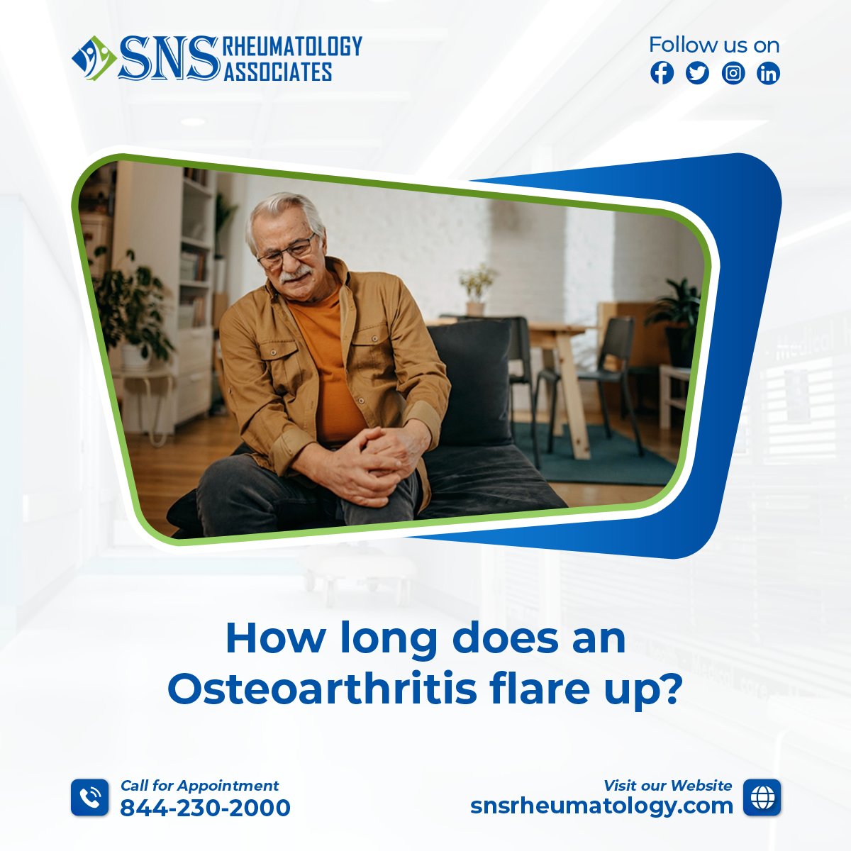 SNSRheumatology's tweet photo. Dealing with an Osteoarthritis flare-up?

Don't suffer alone! Learn how long it can last &amp; the best treatment options at SNS Rheumatology Clinic with Dr. Qaisar Usmani.
Blog Link: https://t.co/eFwoKthIxW

 #Osteoarthritis #SNSRheumatology #DrQaisarUsmani #ChronicPain https://t.co/pGrJbkEfR0