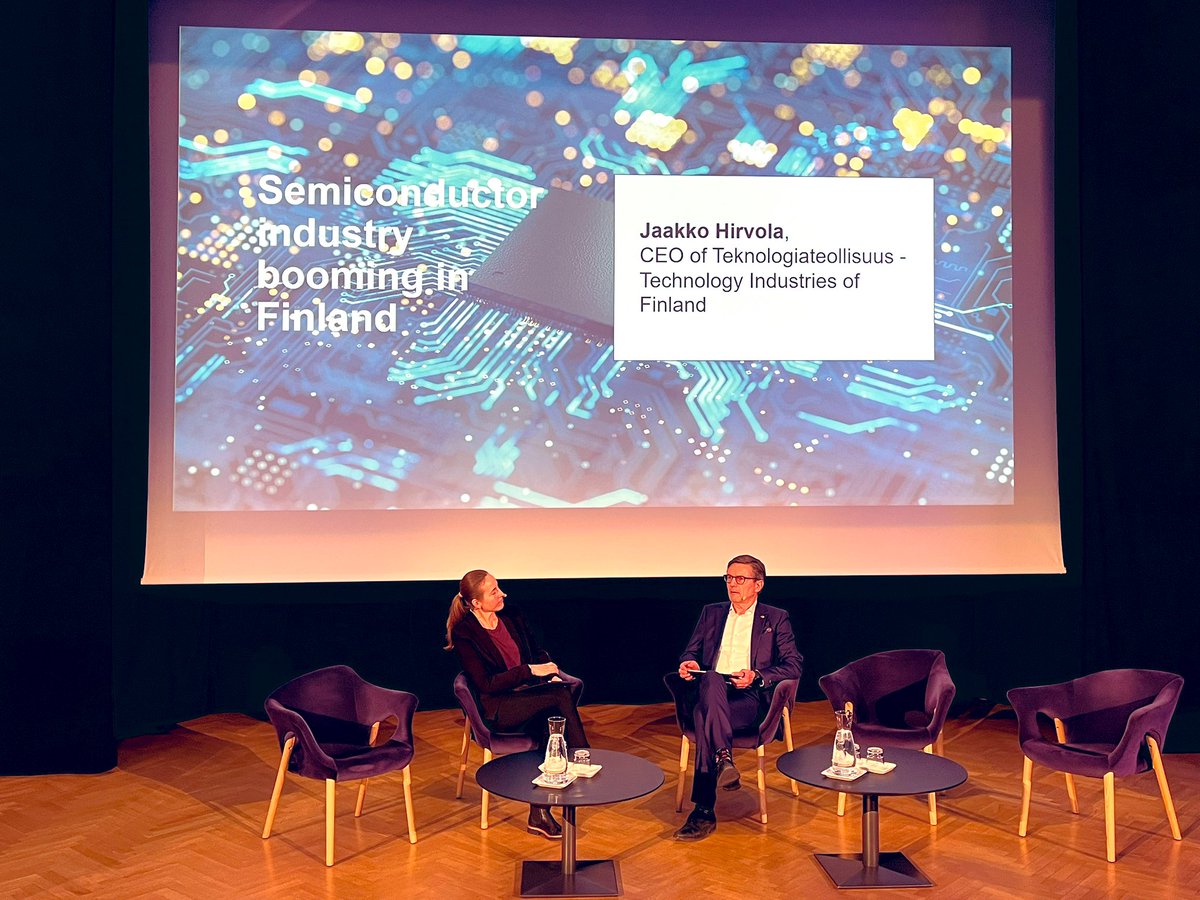 JoonasMikkila's tweet photo. The semiconductor sector is booming in Finland, reminds @JaakkoHirvola. This will help the Finnish technology industries become the global frontrunner in the digital and green transition. At this pivotal moment, we need to play to and invest in our strengths. #ChipZero https://t.co/O7PJvkz6oO