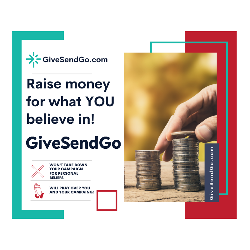 GiveSendGo's tweet photo. We won't take down your campaign based on a personal belief unlike most crowdfunding companies.