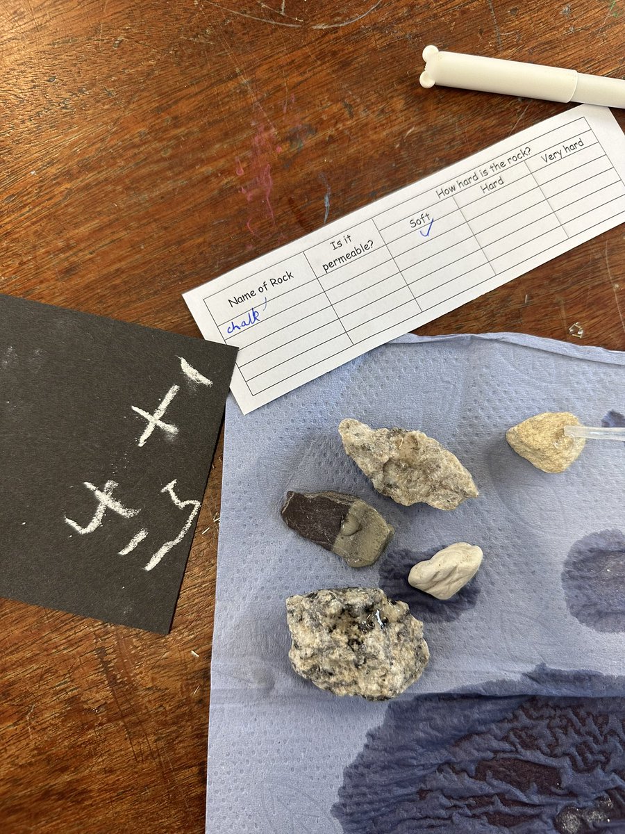 CunninghamSch's tweet photo. We are observing and explaining the permeability and hardness of rocks today in Year 3! #chfscience #chfyear3 https://t.co/SVjTbFdxe3