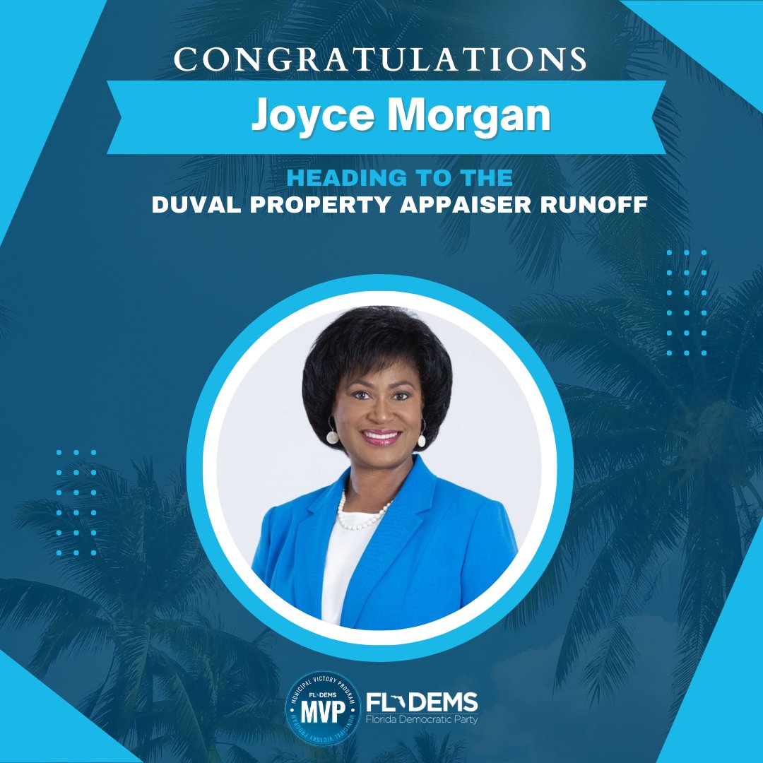 Congratulations, @CMJoyceMorgan, heading to the May 16th runoff for #Duval Property Appraiser.  #MVPFL
