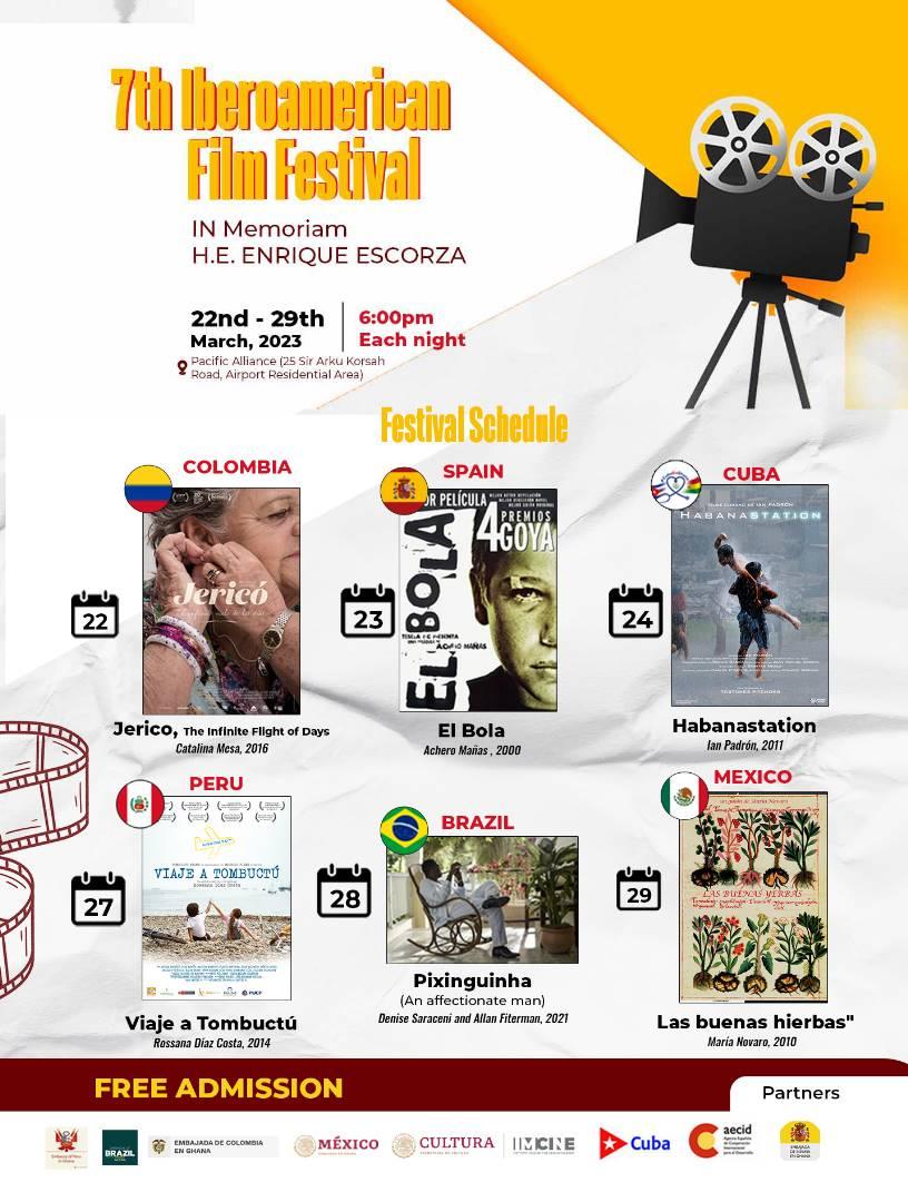 clas_ug's tweet photo. Today  we will be celebrating the Iberoamerican Film Festival in Accra.

 This year, it is dedicated to the memory of our beloved friend Ambassador @EnriqueEscorza of Mexico.  

Join us!

@EmbaCubaGhana @EmbamexGhana
@elperuenghana @brazilghana @EmbEspGhana #ColombiaGhana https://t.co/gadzbDLAf7
