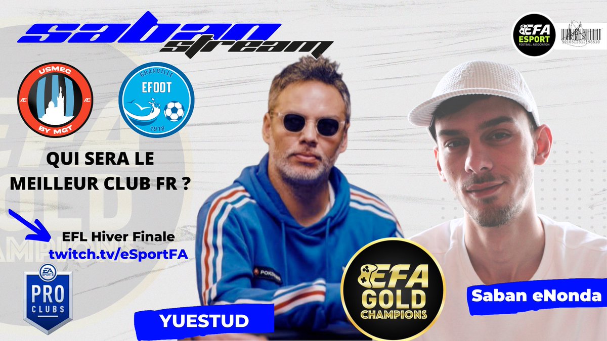 Saban eNonda (@saban_enonda) on Twitter photo ๐ Jeudi 23 Mars
๐ค 21:20
๐ฎ #FIFA23 11v11 Clubs Pro BO5
๐ Finale EFL Hiver by <a href="/eSportFA_FR/">ESPORT FOR ASSOCIATIONS</a>
๐ฅ @UsmecByMgt ๐ <a href="/USG_eSport/">US Granville eSport</a>
๐ w/ <a href="/Yuestud/">Julien BRECARD</a>
๐ Twitch.tv/esportfa
Back to Back ou lโheure de Gloire ?
Cโest aussi le retour du caster prรฉfรฉrรฉ de ton caster prรฉfรฉrรฉ ๐ฅ
#LaRegalade ๐ Jeudi 23 Mars
๐ค 21:20
๐ฎ #FIFA23 11v11 Clubs Pro BO5
๐ Finale EFL Hiver by <a href="/eSportFA_FR/">ESPORT FOR ASSOCIATIONS</a>
๐ฅ @UsmecByMgt ๐ <a href="/USG_eSport/">US Granville eSport</a>
๐ w/ <a href="/Yuestud/">Julien BRECARD</a>
๐ Twitch.tv/esportfa
Back to Back ou lโheure de Gloire ?
Cโest aussi le retour du caster prรฉfรฉrรฉ de ton caster prรฉfรฉrรฉ ๐ฅ
#LaRegalade