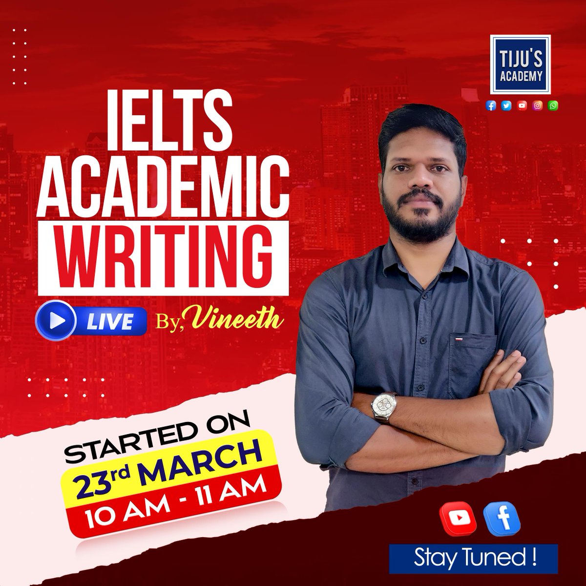 tijusacademy's tweet image. In our IELTS Academic writing LIVE, we will share some of my best strategies for tackling the Academic writing section of the IELTS exam.g #ieltsacademic  #ieltswriting #ieltswritingtask  #thebestieltstrainiginstitute #ieltsonline #ieltspreparation #ieltsmavelikara