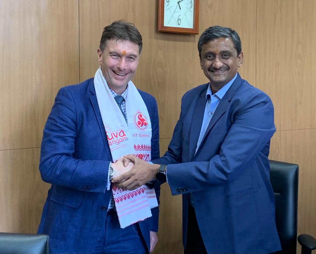 IITGuwahati's tweet photo. .@IITGuwahati signed MoU with @univofstandrews, Scotland in the field of Research Collaboration, Student  &amp; Faculty exchange. The MoU was signed between Prof. P. K. Iyer, Officiating @DirectorIITG and @RBradMackay, VP (IS&amp;ER) in presence of Dr. Rajiv I. Modi, Chairman BoG, IITG. https://t.co/IduzRR0agv