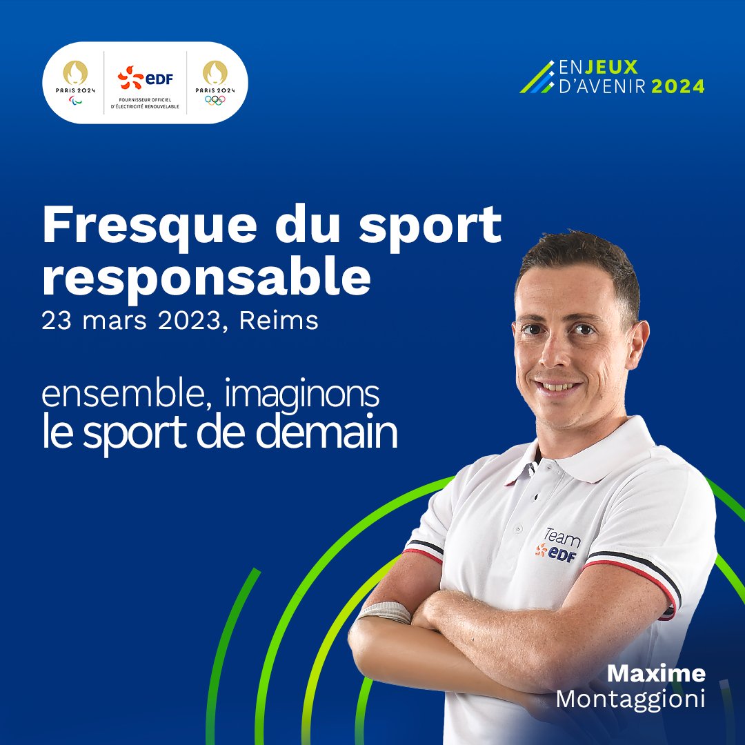 Une journée #enJeuxdAvenir2024 avec des jeunes de la @regiongrandest en présence du Champion Paralympique Maxime Montaggioni du #TeamEDF. Les stagiaires d’antennes locales de l'@e2cfrance  seront sensibilisés au parasport et réfléchiront à l’impact environnemental du sport 🌍