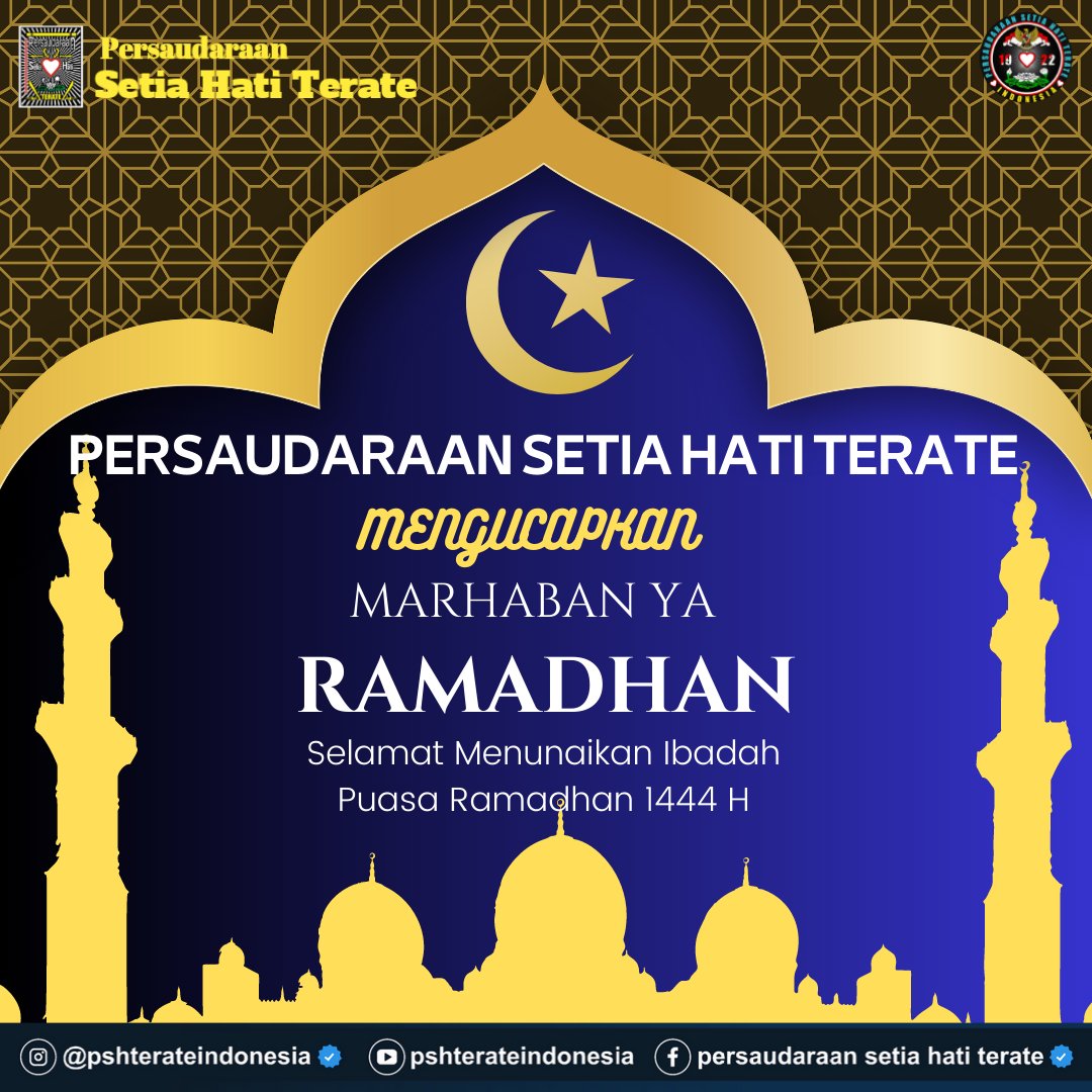 pshterateindo's tweet photo. Persaudaraan Setia Hati Terate 
Mengucapkan selamat menunaikan ibadah puasa ramadhan 1444 H.
. 
. 
. 
___________________________
#psht
#shterate 
#pencaksilat
#silat
#pshterateindonesia https://t.co/ipJK6ZYwNM